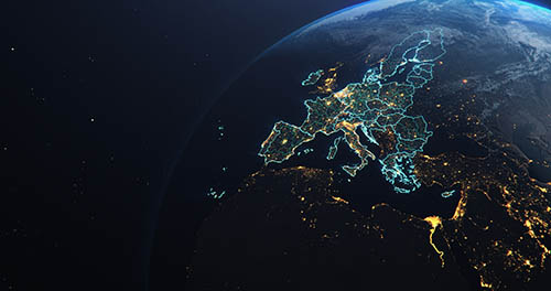 European coverage map showing comprehensive logistics network