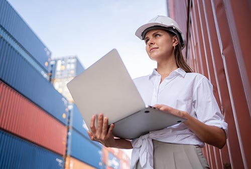Professional logistics team coordinating international freight operations